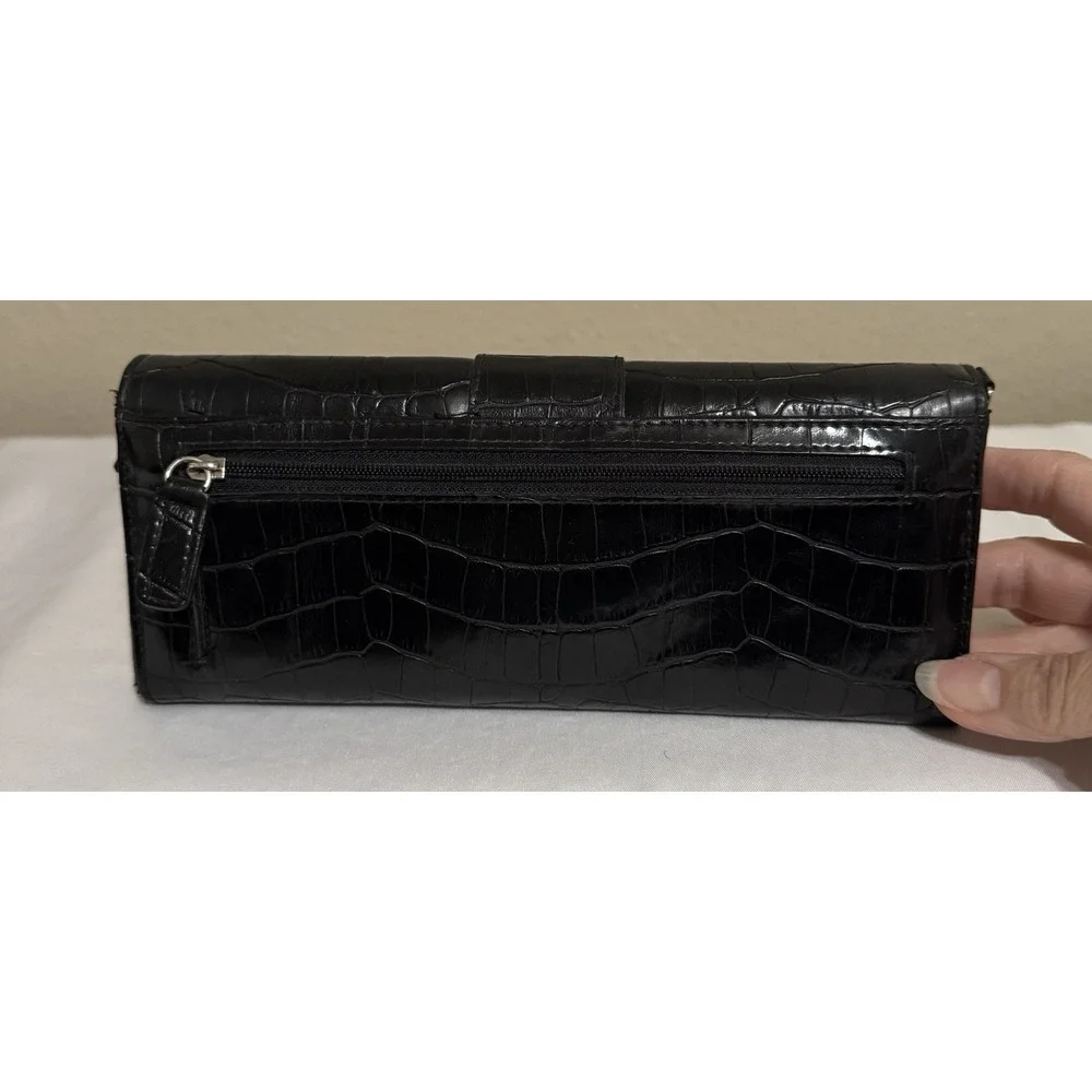 Black Y2K‎ Wallet Big-Buckle Snap Closure Reptile Pattern